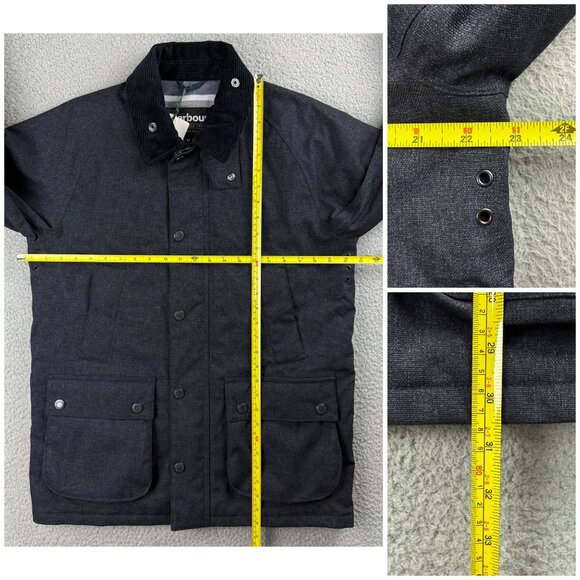 Barbour Jacket Men Medium Navy Blue Winter Bedale Waterproof Padded Quilted Coat - Picture 12 of 12